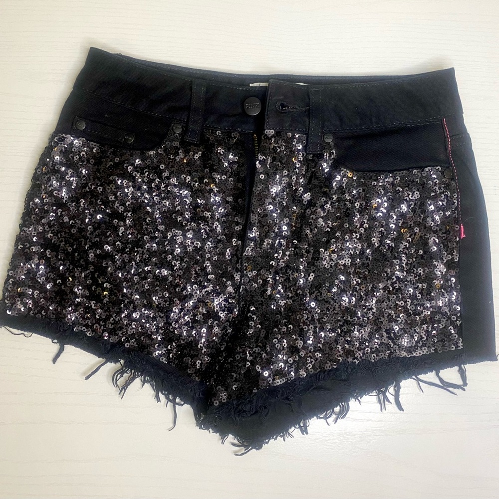 Victoria's Secret Black Sequin Jean Bootie Shorts NWOT